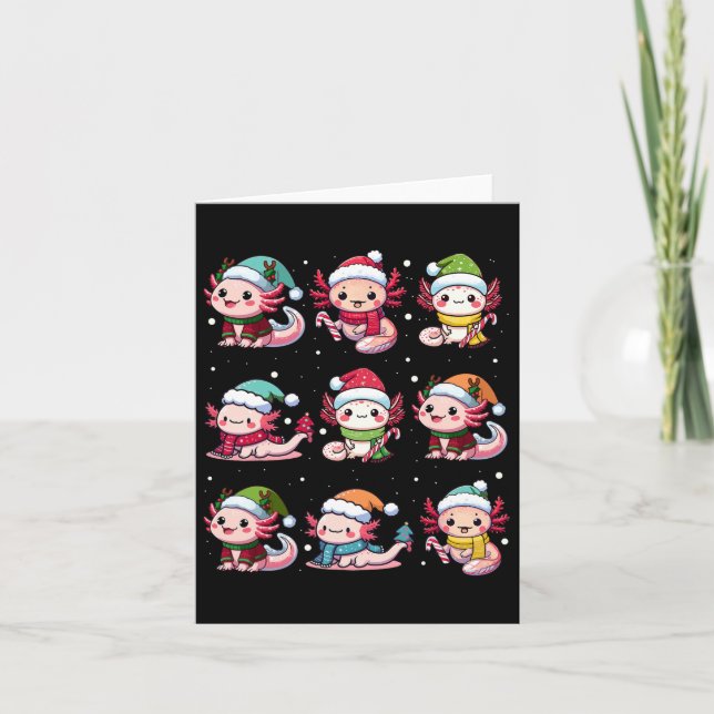Carte Mel Axolotl Santa Chapeau Noël Lumières Christ Jap (Devant)