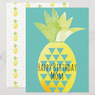 Carte Mélange d'aquarelle d'ananas d'été Anniversaire