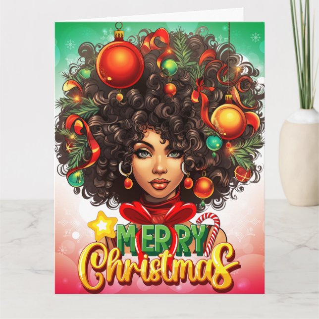 Carte Melanin Christmas Black Queen Melanin Femme Noël (Devant)