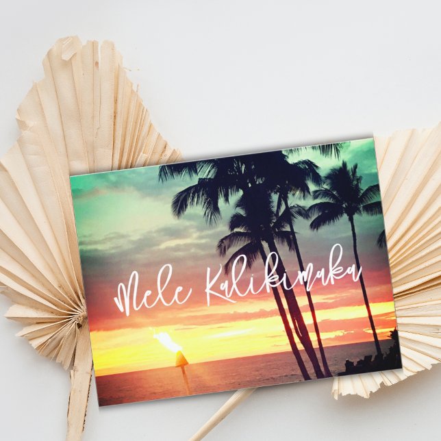 Carte Mele Kalikimaka Belle fête Hawaiienne du coucher d (Créateur téléchargé)
