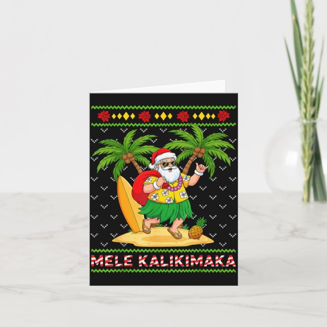 Carte Mele Kalikimaka Rétro Père Noël Shaka Hawaï Noël M (Devant)