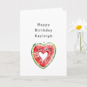 Carte Melon d'anniversaire à coeur rouge et vert
