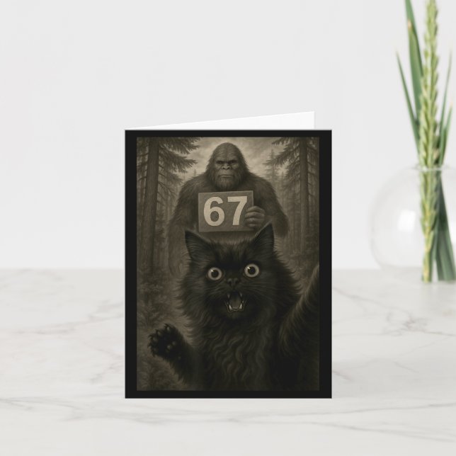 Carte Mème de Bigfoot drôle Selfie de chat 67 Six Sept  (Devant)