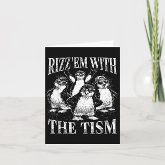 Carte Mème de pingouin rétro tism drôle rizz em