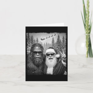 Carte Mème drôle de Sasquatch selfie cool avec Santa Chr