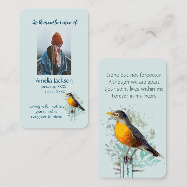 Carte mémoire American Robin Bird Art (Devant / Derrière)