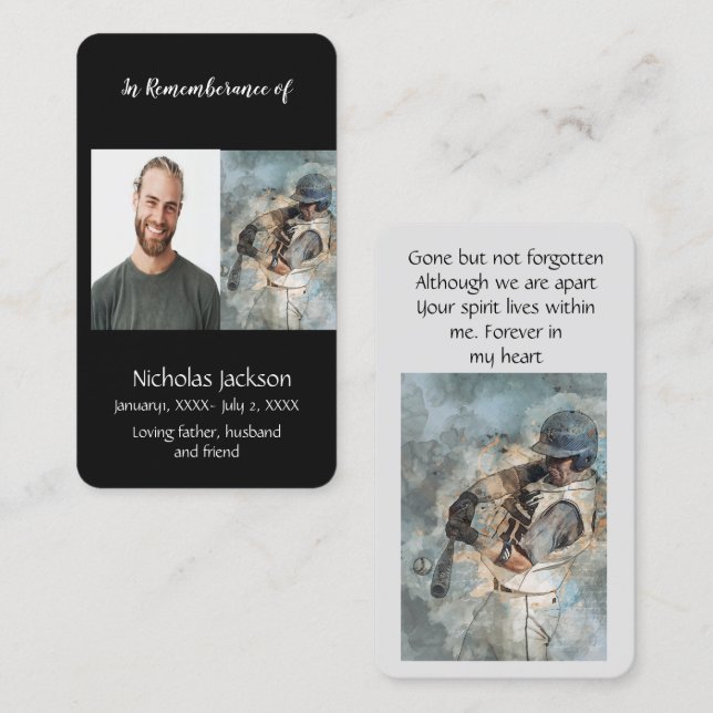 Carte mémoire Memorial Baseball Sport (Devant / Derrière)