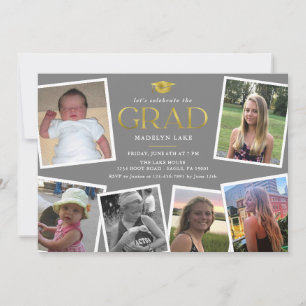 Carte Mémoire Photo Collage Grad Party Invitation