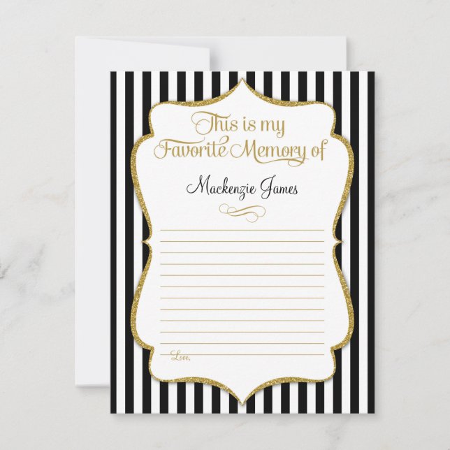 Carte mémoire préférée Anniversaire Souvenirs Blac (Devant)