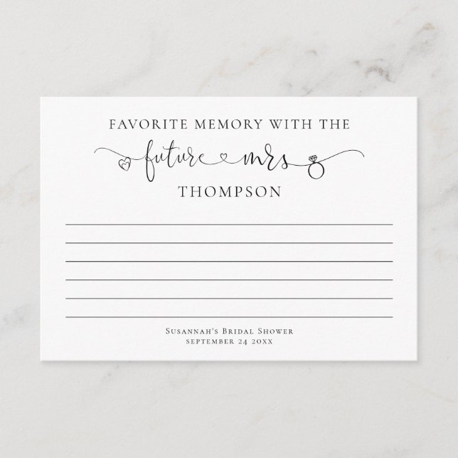Carte Mémoire Préférée Avec Futur Mme Fête des mariées (Devant)