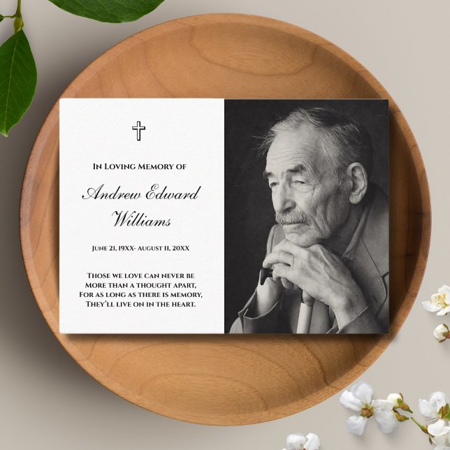 Carte Memorial avec funérailles photo (Custom Photo Prayer Card)