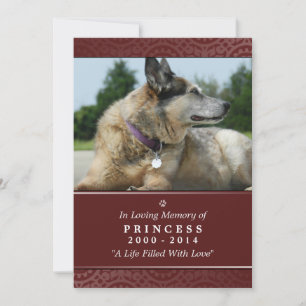 Carte Mémorial Chien 5"x7" Rouge - Ne pas ourler P