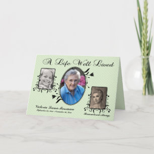 Carte Mémorial Damask Verte avec plusieurs photos