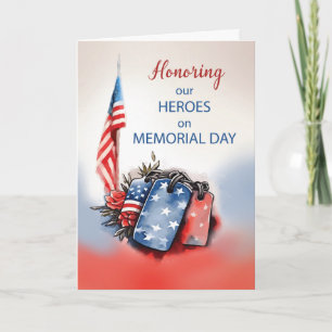 Carte Memorial Day Honorer les héros Chien Tags Rouge Bl