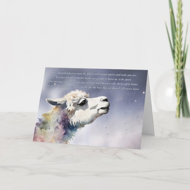 Carte Mémorial de la perte de sympathie animale d'Alpaca (Devant)