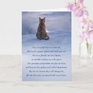 Carte Mémorial de perte de chat avec bougie de poème
