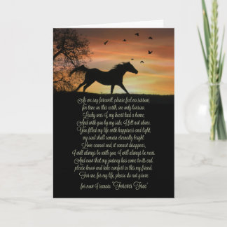 Carte Mémorial de sympathie pour cheval avec poème spiri