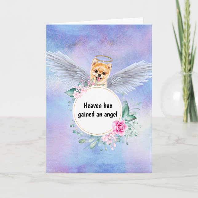 Carte Mémorial des animaux Aquarelle Poméranienne ciel a (Devant)