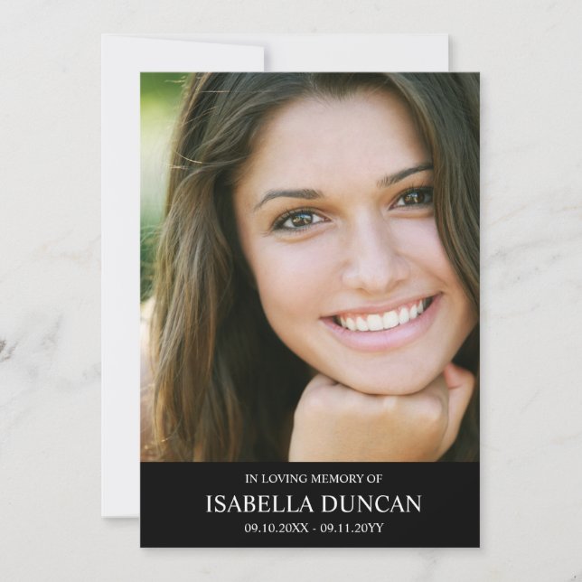 Carte Mémorial funéraire | Noir En souvenir affectueux P (Devant)