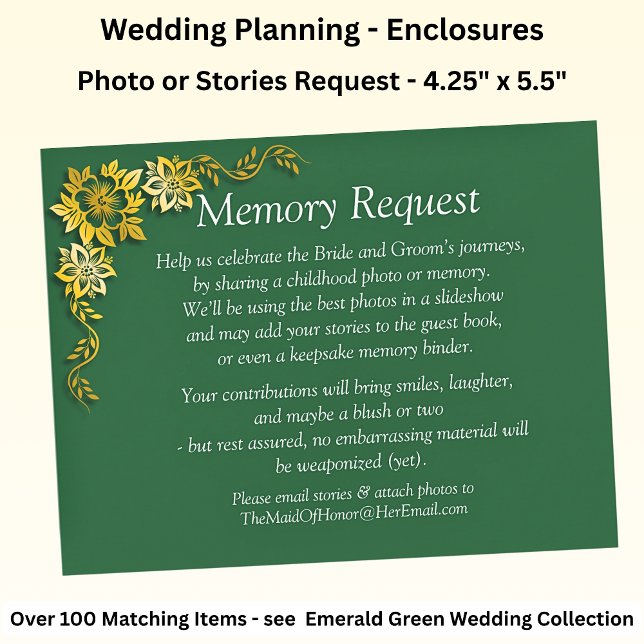 Carte Memory Request Enclosure - Emerald Green & Gold (Créateur téléchargé)