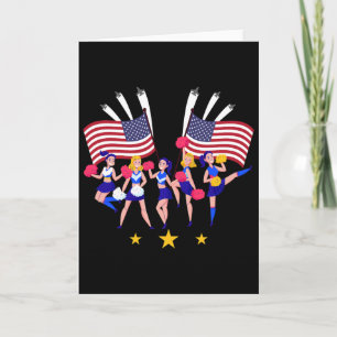 Carte Menagère de pom-pom girls patriotique Cheerleader
