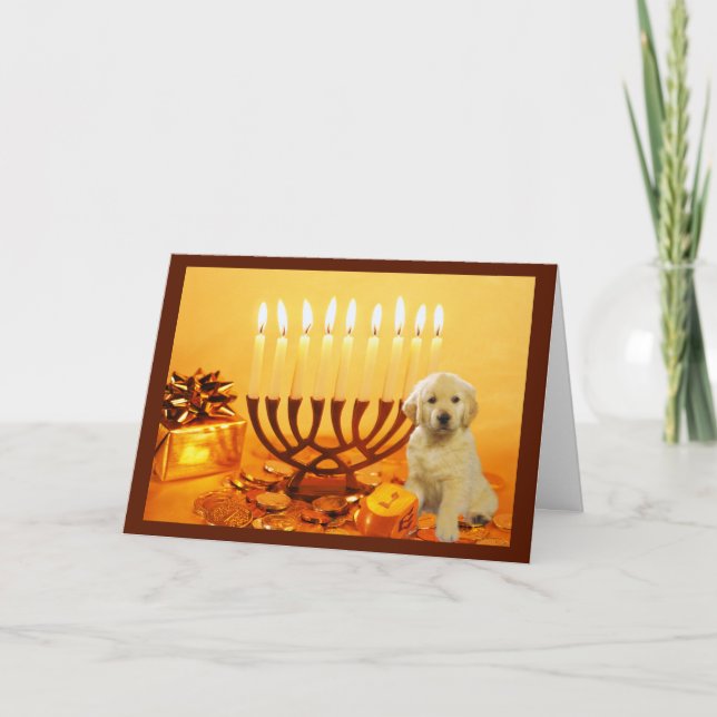 Carte Menorah5 de Chanukah de golden retriever (Devant)
