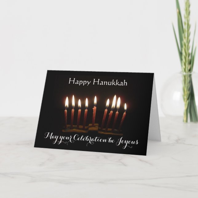 Carte Menorah allumée Joyeux Hanoukka (Devant)