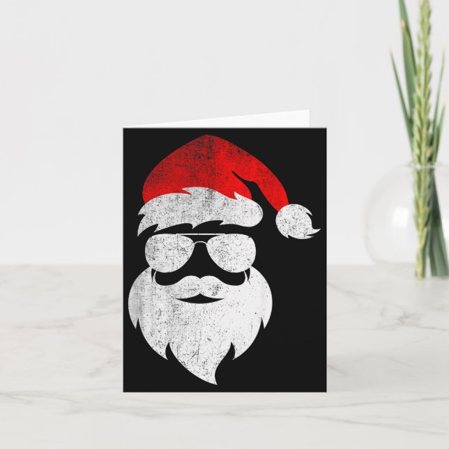 Carte Mens Christmas Santa Claus Face Sungles With Hat B (Devant)