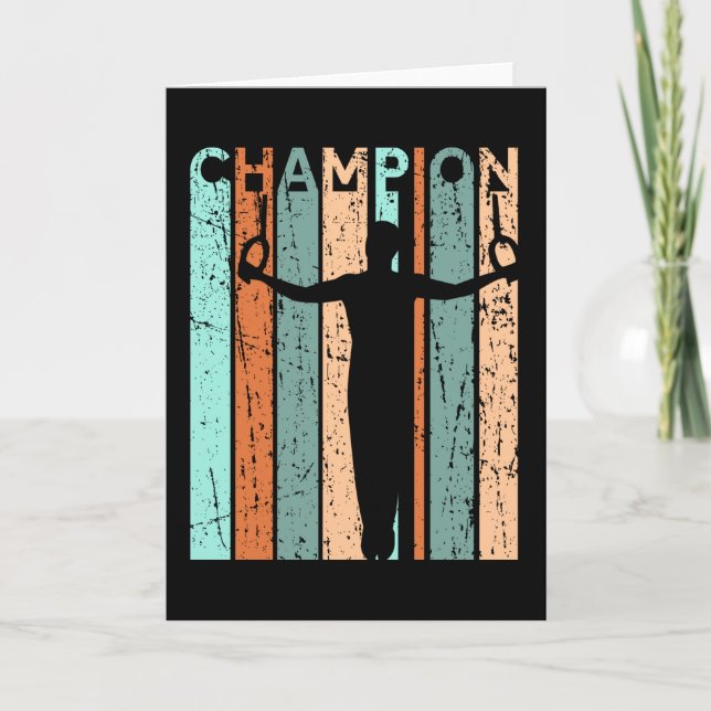 Carte Mens Gymnastique Champion Retro en détresse Annive (Devant)