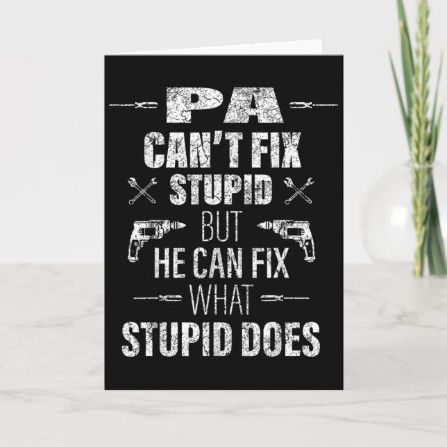 Carte Mens Pa Can't Fix Stud Funny Father's Day Daddy Me (Devant)