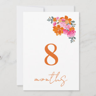Carte mensuelle bébé 8 mois rose orange