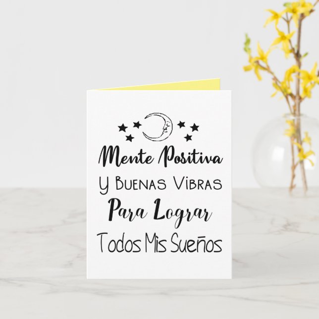 Carte Mente positiva y buenas vibras (Fleur jaune)