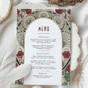 Carte Menu Burgundy Art Nouveau Mucha