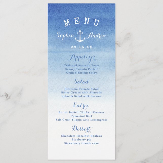 Carte menu d'ancrage nautique de la plage d'aquare (Devant)
