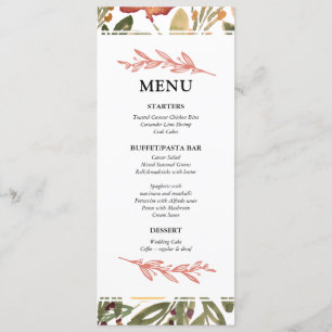 Carte menu de peinture en fleurs botaniques
