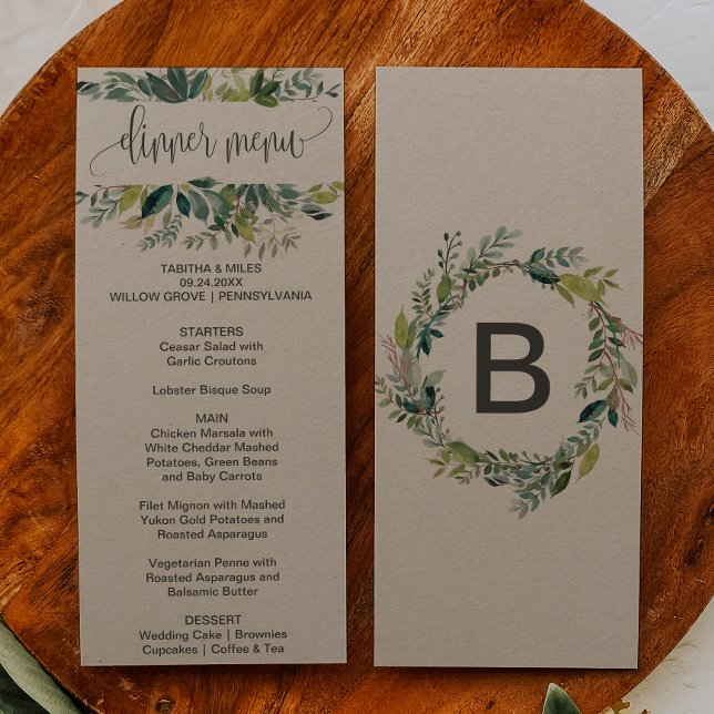 Carte menu du dîner Kraft Foliage (Créateur téléchargé)