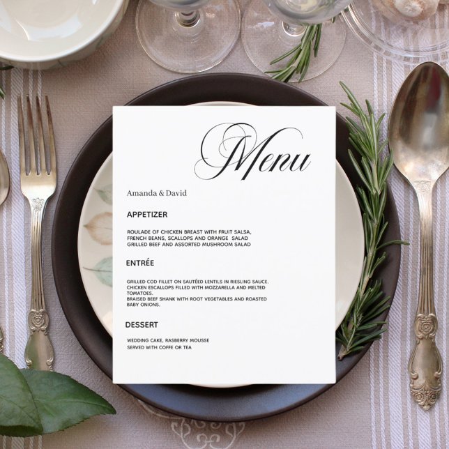 Carte menu du dîner mariage (Créateur téléchargé)