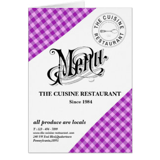 Carte menu du restaurant Plaid Purple personnalisé