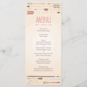 Carte menu Flèches tribus vintages