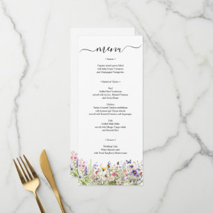 Carte Menu Fleur sauvage été personnalisée