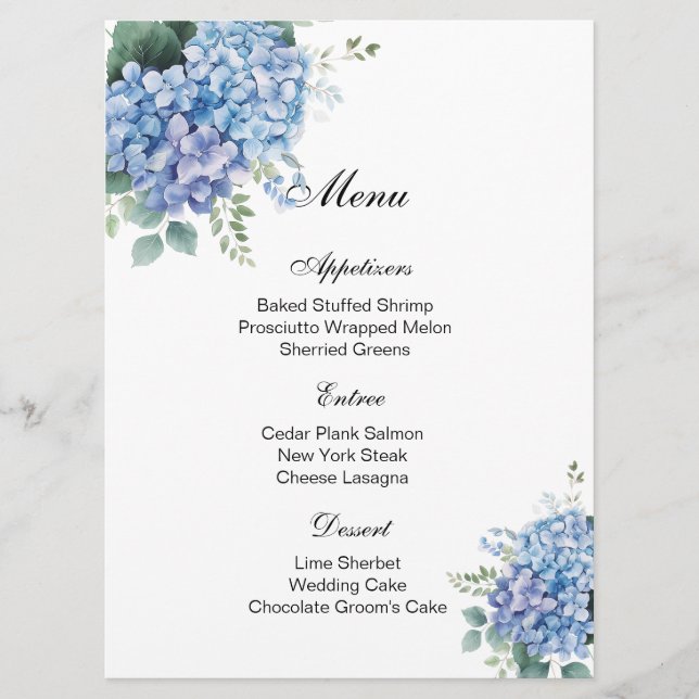 Carte menu Floral (Devant)