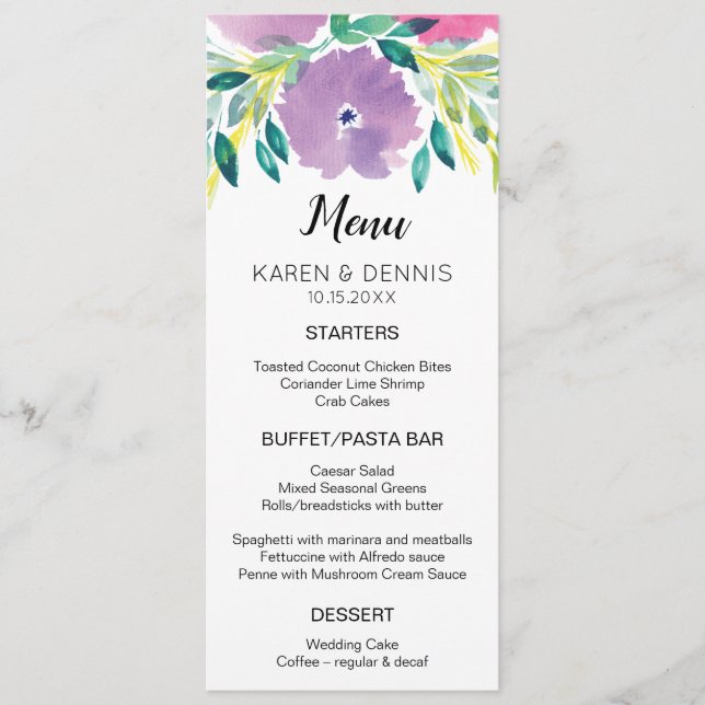 Carte menu Floral Blossom (Devant)
