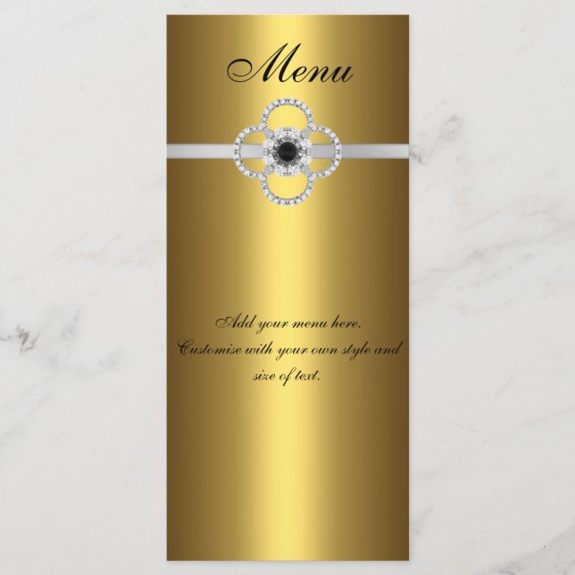 Carte Menu Gold Black Silver Diamond Jewel (Devant)