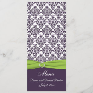 Carte menu Lime et Purple Mariage damassé
