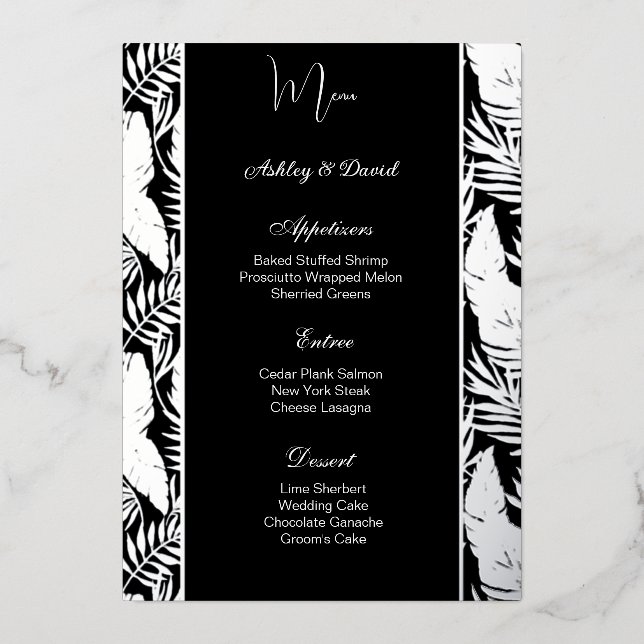 Carte menu Mariage (Recto)