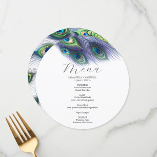 Carte menu mariage Aquarelle Peacock