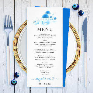 Carte menu mariage Aquarelle Santorini Grèce