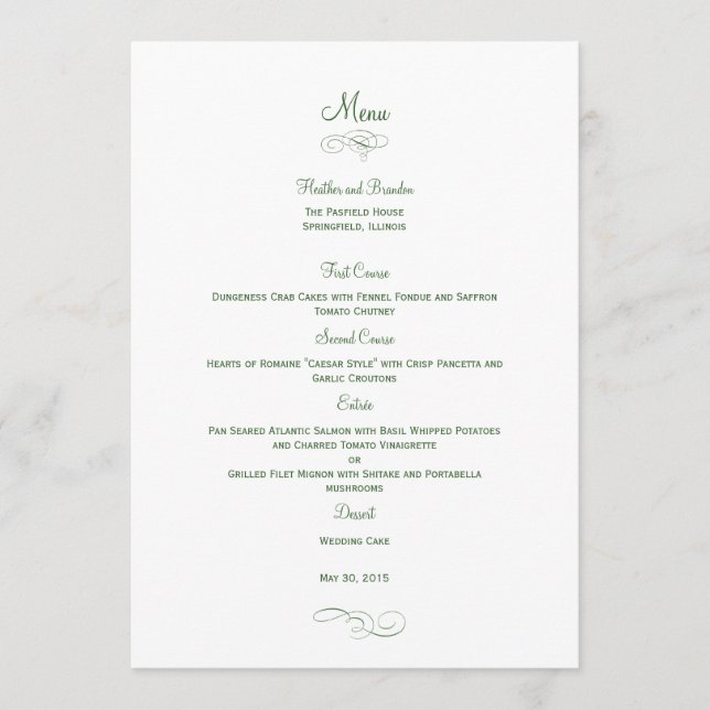 Carte menu Mariage classique - Cartes de menu (ver (Devant)