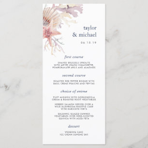 Carte Menu Mariage Coral Reef