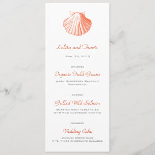 Carte Menu Mariage Coral Sea Shell